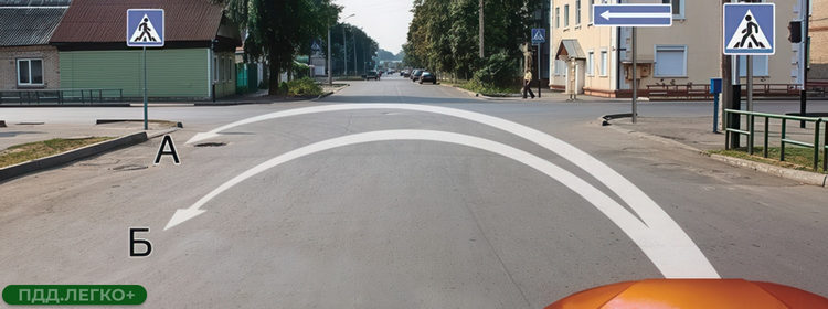 Разворот на перекрестке с разметкой